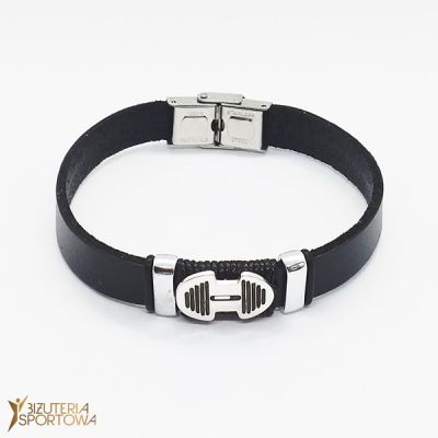 Dumbbell leather bracelet
