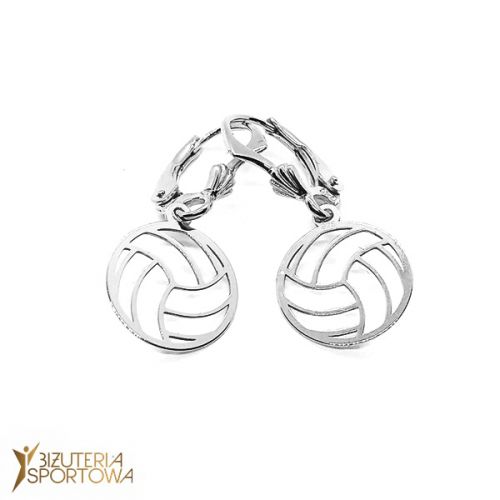 Silver volleyball earrings